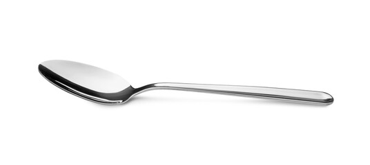 One new shiny spoon isolated on white