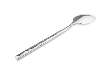 One new shiny spoon isolated on white