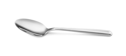 One new shiny spoon isolated on white