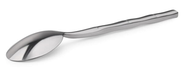 One new shiny spoon isolated on white
