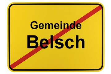 Illustration eines Ortsschildes der Gemeinde Belsch in Mecklenburg-Vorpommern