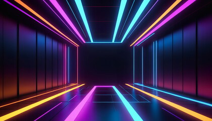 colorful background filled with square lines in neon hues, generative AI