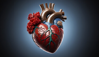anatomical heart depiction. intricate model reveals inner complexities, generative AI
