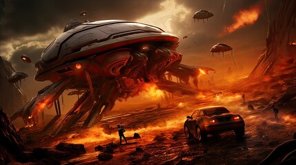Spaceship War Battle against aliens
