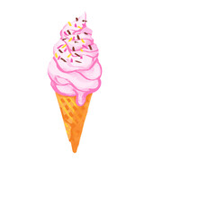 pink ice cream cone  CUTE  cartoon hand drawn 