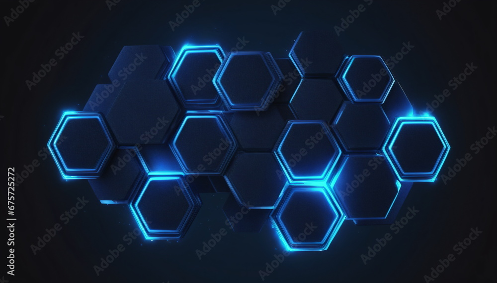 Poster 3d hexagonal shape texture: a dance of light and shadow