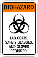 Wear lab coat sign lab coats, safety glasses, and gloves required