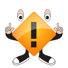 Warning Sign Icon Character Stock Vector