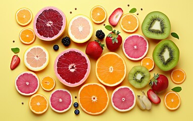 Abstract Fruit Array on pastel color background