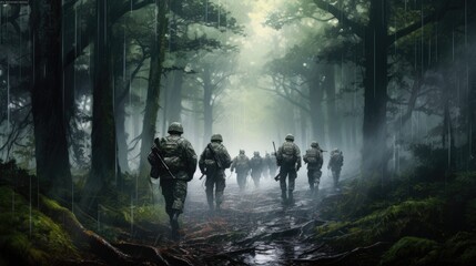 Forces Soldier action in dramatic forest