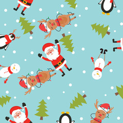 Christmas Seamless Pattern Illustration of happy, winter	

