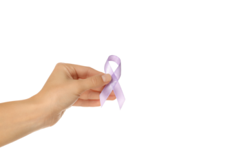 PNG,purple ribbon in hands, isolated on white background