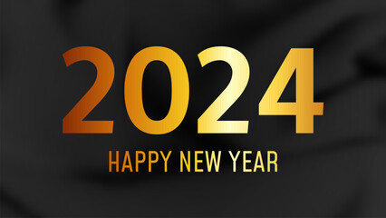 2024 Happy New Year on dark silk background
