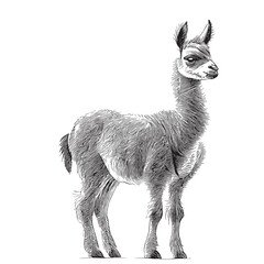 Llama standing sketch hand drawn in doodle style illustration
