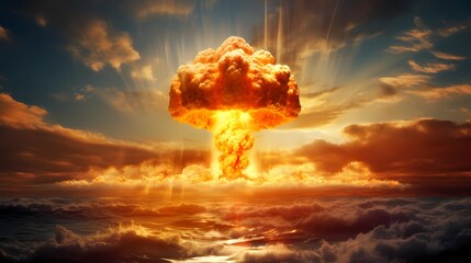 explosion nuclear bomb in ocean, Generative AI