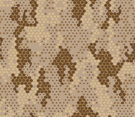 Full Seamless Halftone Dots Camouflage Background. Camo Texture Fabric Print. For Textile and Marble Floor Design.