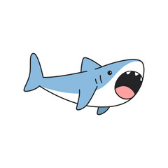 Shark. Cute cartoon vector illustration. Isolated on white background.