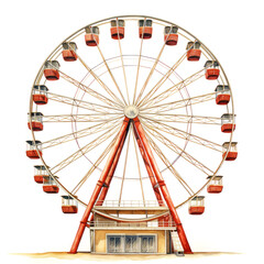 attraction ferris wheel isolated on transparent background - obrazy, fototapety, plakaty