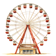 Poster attraction ferris wheel isolated on transparent background © Olha Vietrova