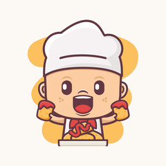 Obraz premium cute chef cartoon with nuggets