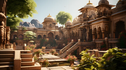 ancient indian palace.indian Fort, is a monument, India. Ai - obrazy, fototapety, plakaty