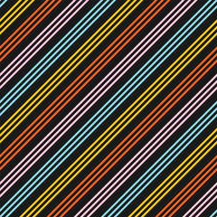 Seamless pattern with colorful oblique stripes and black background