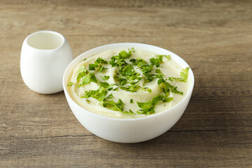 Mashed potatoes, concept of tasty and delicious food