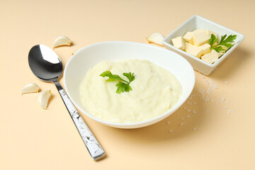 Mashed potatoes, concept of tasty and delicious food