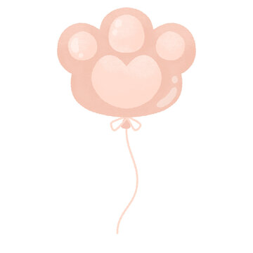 cute kawaii cat paw balloon sweet color pastel watercolor cartoon clipart birthday party baby shower anniversary decoration