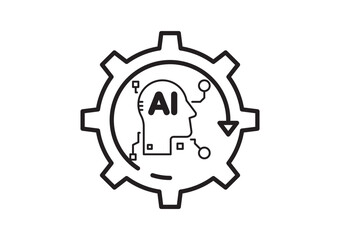 Digital technology gear icon concept isolated on white background. Vector illustration.Technology gear concept business logo template design.