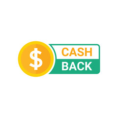 Cash back badge. Money back logo template. Bonus cash back icon. Refund money service for partner program. Vector illustration.