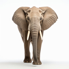 Elephant trunk and head against, isolated on white background