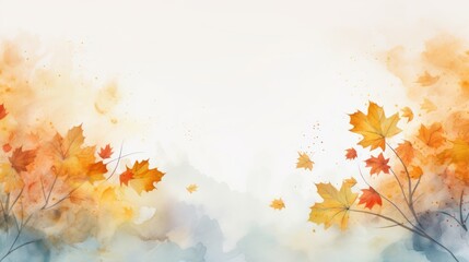 Vector watercolor autumn leaves background.