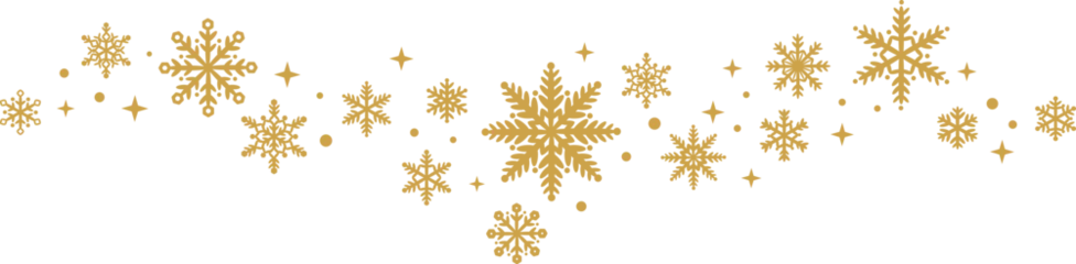 Fotobehang Golden snowflake border wave vector clip art illustration for winter holidays, Christmas design element © Kati Moth