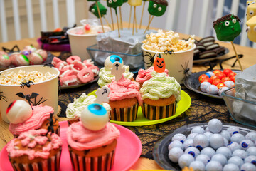 Set of Halloween sweets for children on the table