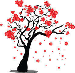 tree with hearts,tree with hearts,tree, vector, branch, heart, nature, leaf, love, flower, spring, illustration, design, art, season, silhouette, leaves, plant, blossom, floral, 