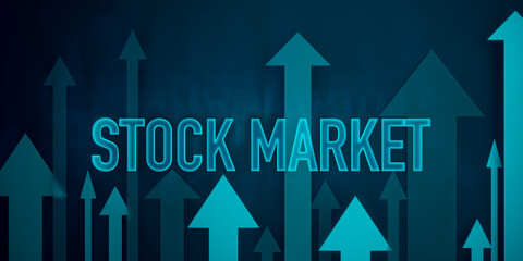 Rising blue arrows. Stock market moving up. Wealth, growth, stocks moving up, economic, business, trading, making money.