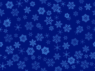 Seamless pattern of different winter snowflakes vector image