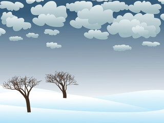 Fototapeta na wymiar winter hilly landscape with trees 