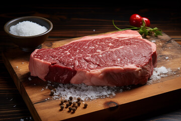 raw beef steak on a cutting board