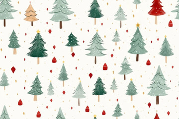 Obraz premium Watercolor painting Christmas seamless cartoon pattern on white background