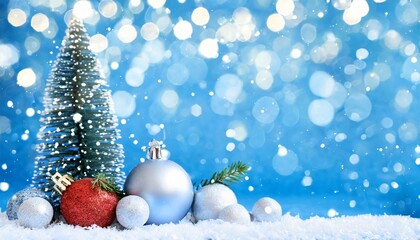 Naklejka na ściany i meble Christmas background with decorate and snow