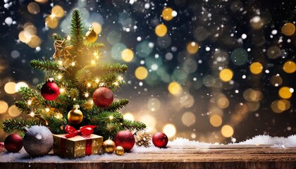 Christmas background with decorate and snow