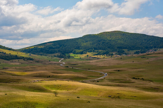 Sinkholes in the Bravsko Polje karst landscape near Bosanski Petrovac in Una-Sana Canton, the Federation of Bosnia and Herzegovina. Early September