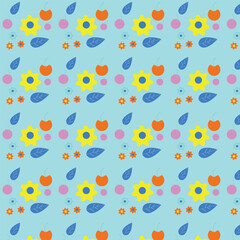 seamless pattern with flowers and butterflies