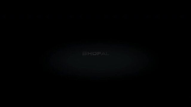 Bhopal 3D title word made with metal animation text on transparent black