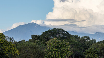 View of the Arenal volcano under a cloudy sky, Costa Rica