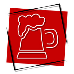 glass of beer red banner in frame. Vector illustration.