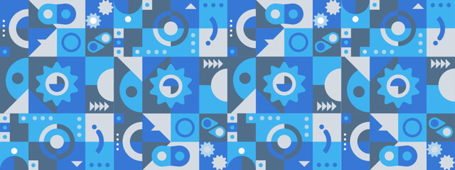 Vector blue and gray grey abstract banners with mosaic geometric design