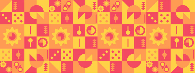 Red yellow and orange abstract geometric vector pattern mosaic shapes banner